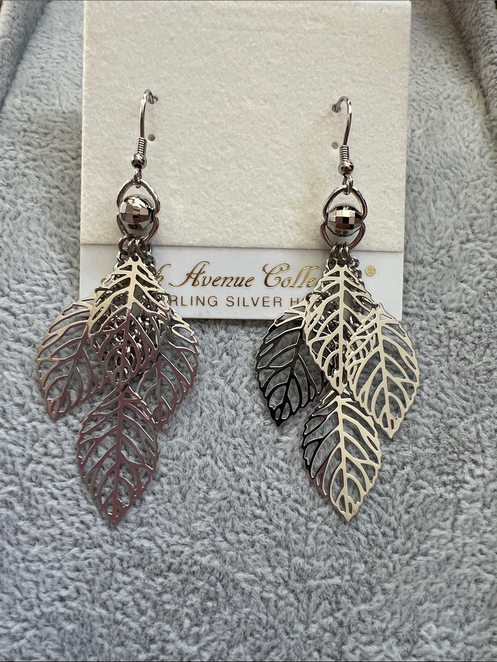 Silver Leaf Drop Earrings - Silver